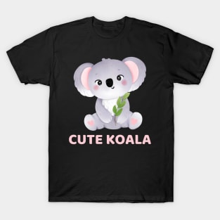 Gray and Pink Cute Koala T-Shirt